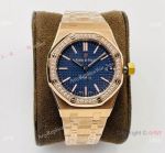 JF Factory Copy Audemars Piguet Women Royal Oak Watch Rose Gold Blue Dial Diamomd set